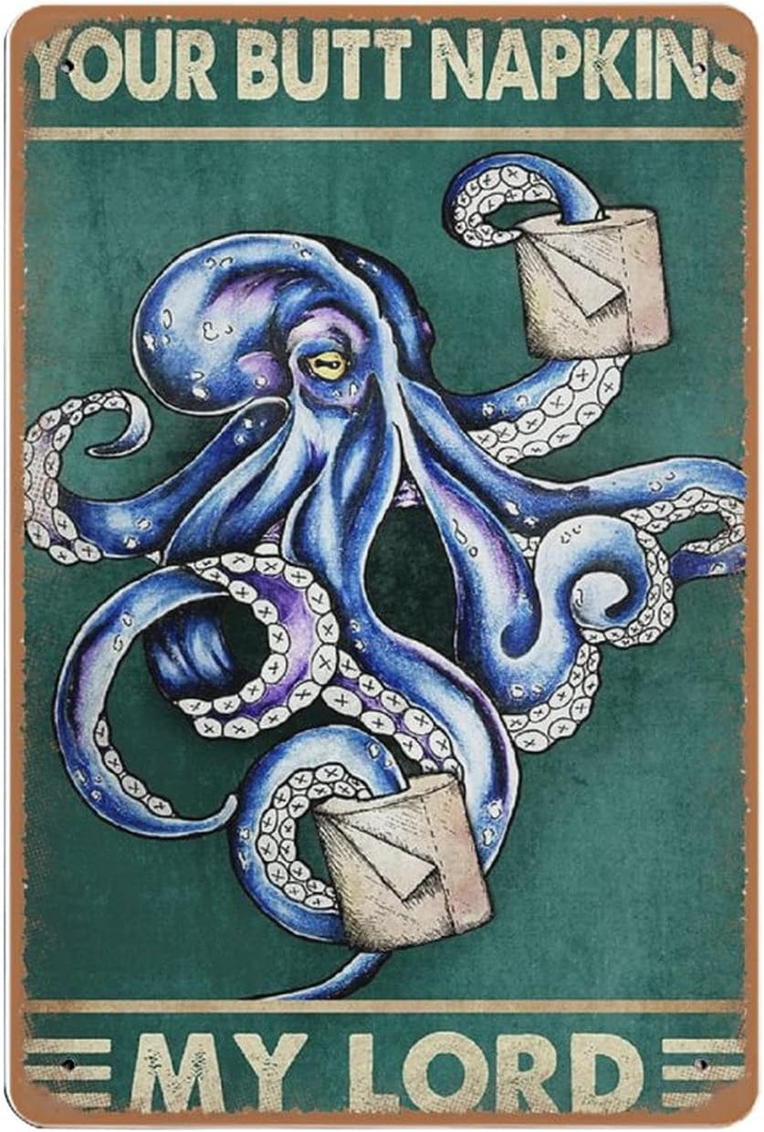 Home Bathroom Signs - Винтажная жестяная табличка Dreacoss Octopus, забавный