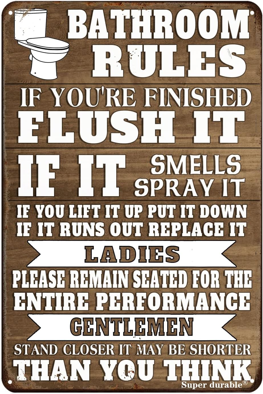 Home Bathroom Signs - Забавная металлическая табличка с правилами для