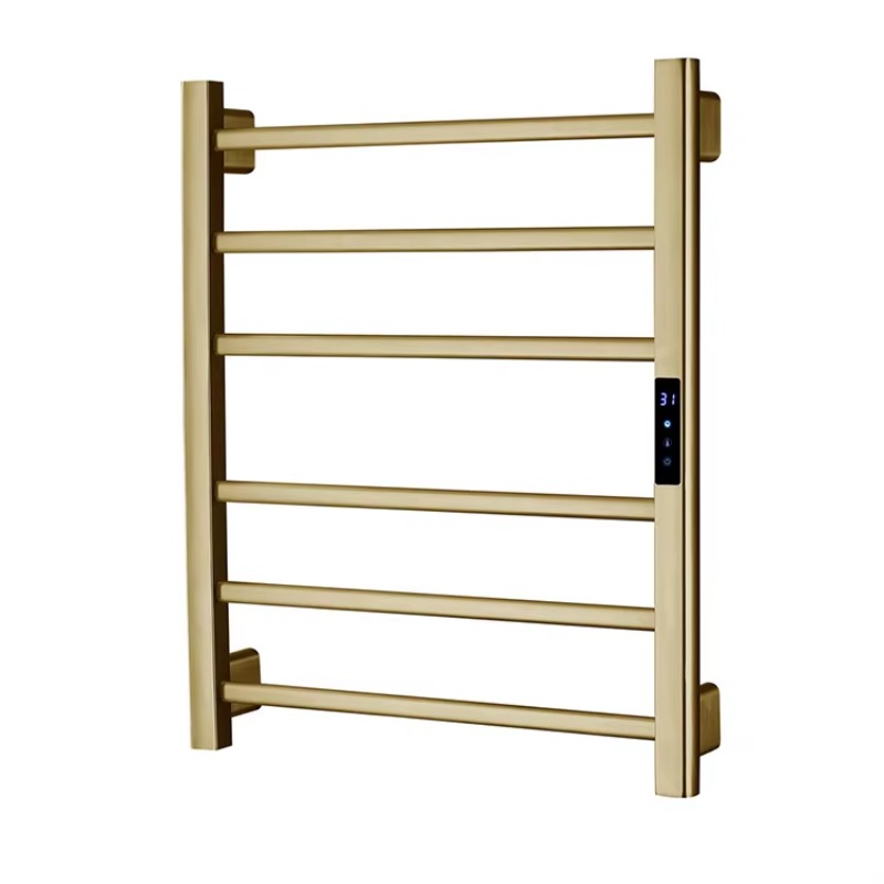 Towel Warmer Electric - Черно-серо-золотой матовый настенный электрический полотенцесушитель с